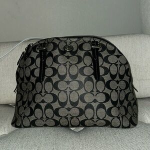 Coach Peyton Signature Black/Grey Domed Satchel, missing the strap